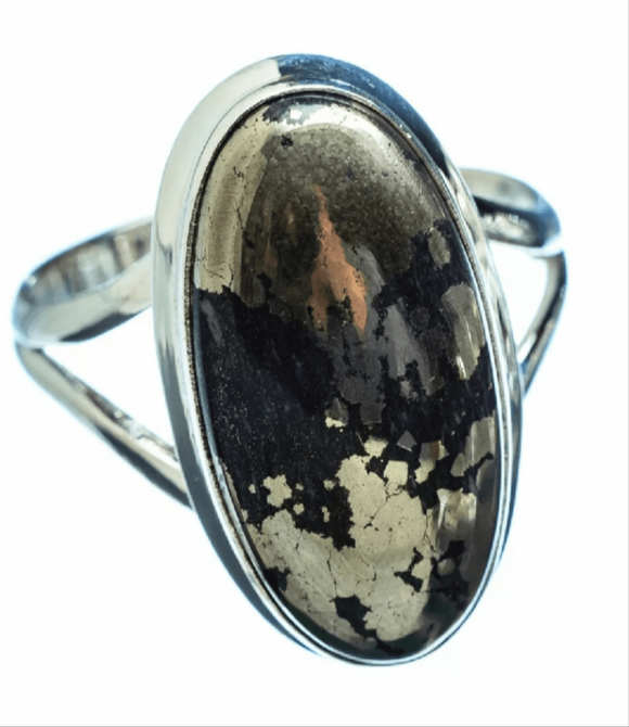 Pyrite in Magnetite & Sterling Silver /(Sz 12)