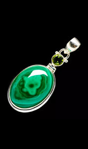 Malachite, Peridot(Genuine) &  Sterling Silver